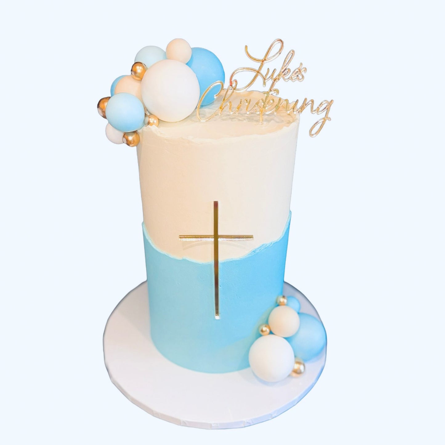 Personalised Christening Topper and Cross Charm Set