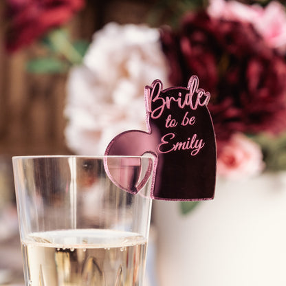 Heart Shaped Bride To Be Glass Markers