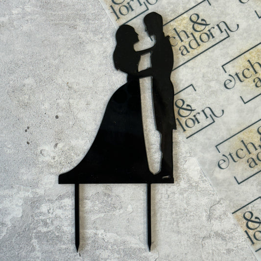 Bride and Groom Silhouette Topper
