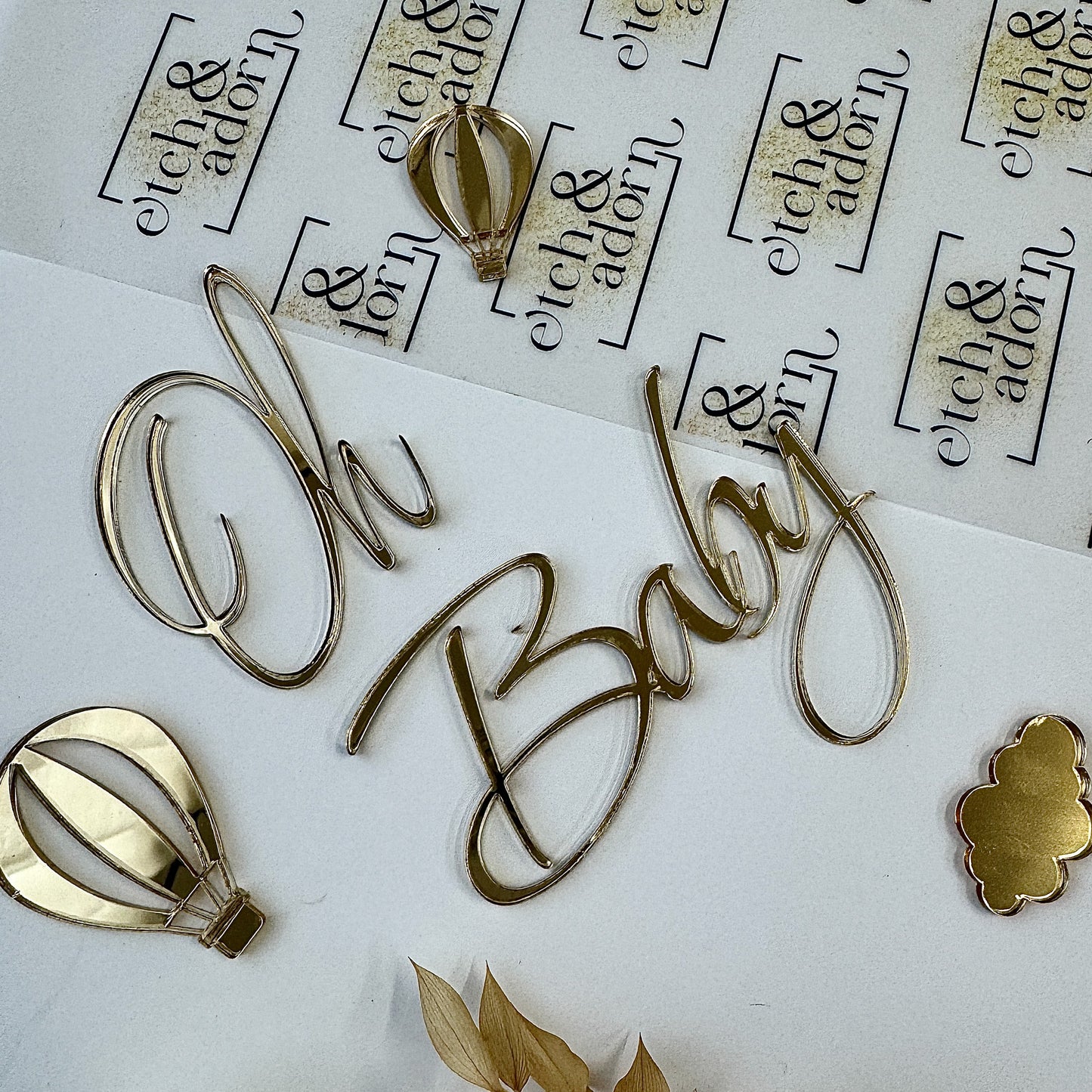 Oh Baby, Clouds and Hot Air Balloon Cake Charm Set