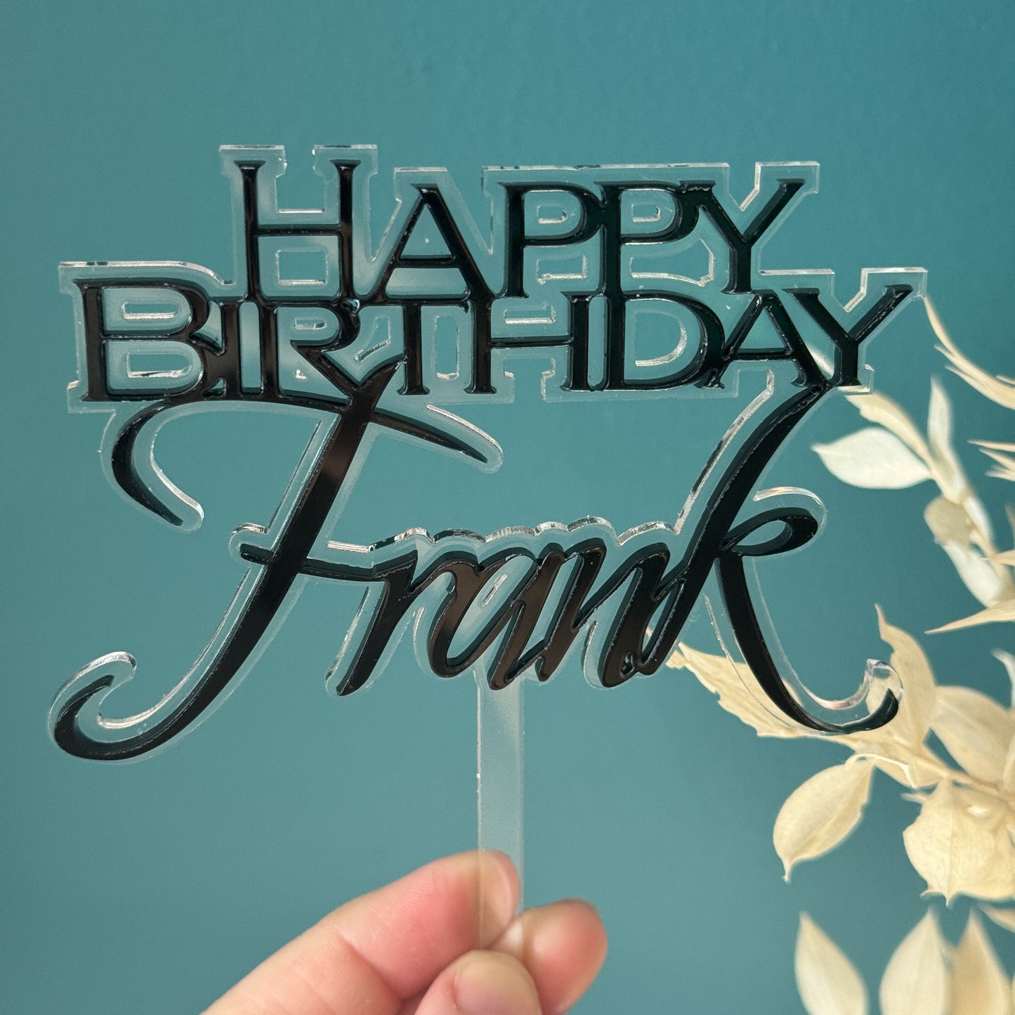 'Floating' Personalised Happy Birthday Topper