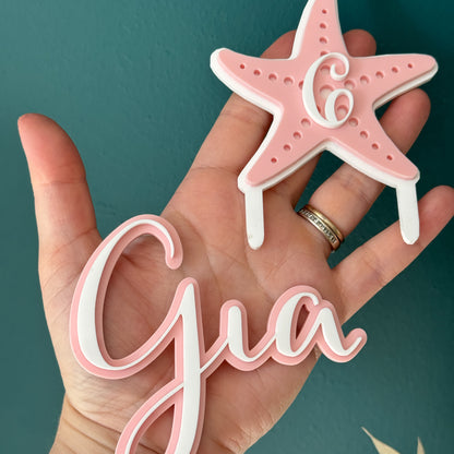 Layered Name Charm and Starfish Number Topper